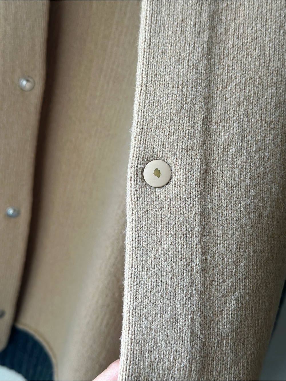 Lacoste L!VE Wool Varsity Men’s Cardigan Jacket - Tan & Gray - Picture 5 of 9